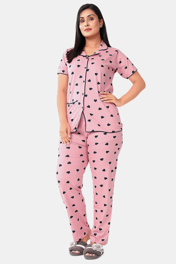 Buy Sweet Moon Knit Cotton Pyjama Set - Pastel Pink