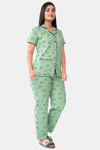 Sweet Moon Knit Cotton Pyjama Set Pastel Green
