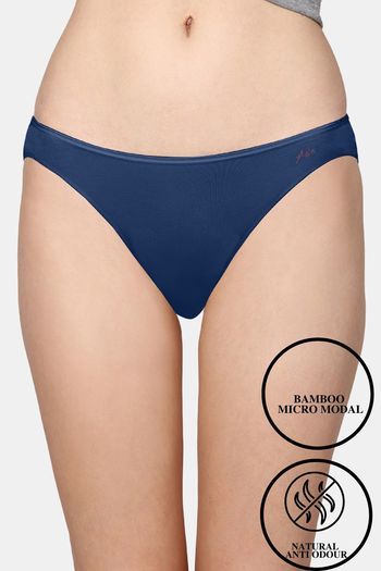 Buy AshleyandAlvis Medium Rise Full Coverage Anti Bacterial Bikini Panty - Cerulean Blue