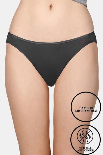 Buy AshleyandAlvis Medium Rise Full Coverage Anti Bacterial Bikini Panty - Ebony Black