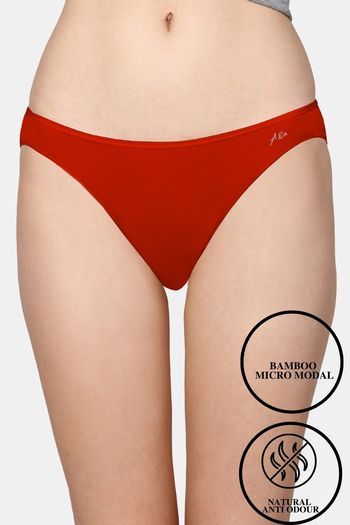 Buy AshleyandAlvis Medium Rise Full Coverage Anti Bacterial Bikini Panty - Scarlet Red