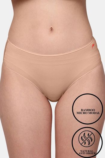 Buy AshleyandAlvis Medium Rise Full Coverage Anti Bacterial Hipster Panty - Aveia Nude