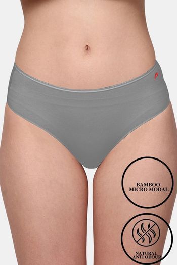 Buy AshleyandAlvis Medium Rise Full Coverage Anti Bacterial Hipster Panty - Mousy Grey