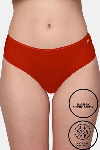 Buy AshleyandAlvis Medium Rise Full Coverage Anti Bacterial Hipster Panty - Scarlet Red