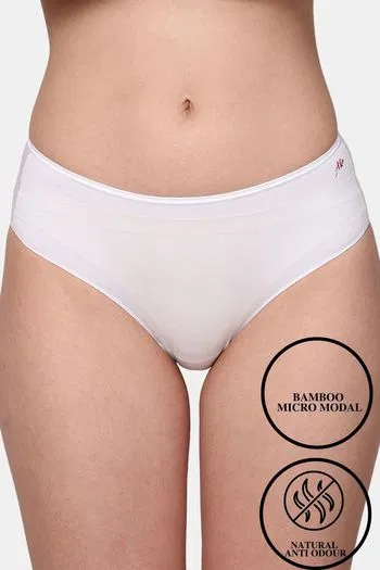Buy AshleyandAlvis Medium Rise Full Coverage Anti Bacterial Hipster Panty - Snowy White