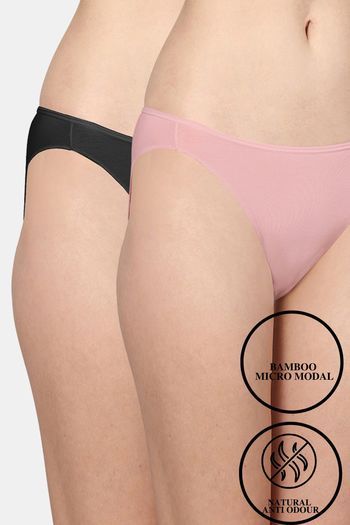 Buy AshleyandAlvis Anti Microbial Medium Rise Full Coverage Bikini Panty (Pack of 2) -  Black Pink