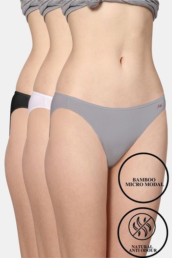 Buy AshleyandAlvis Medium Rise Full Coverage Anti Bacterial Bikini Panty (Pack of 3) - Assorted