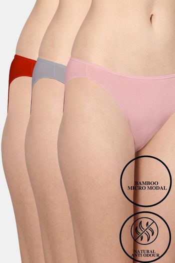 Buy AshleyandAlvis Medium Rise Full Coverage Anti Bacterial Bikini Panty (Pack of 3) - Assorted