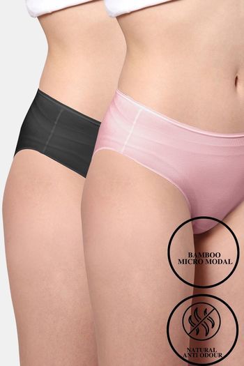 Buy AshleyandAlvis Anti Microbial Medium Rise Full Coverage Hipster Panty (Pack of 2) - Black Pink