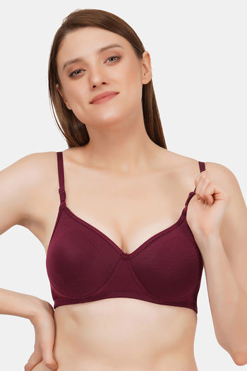 Buy Kallos Padded Non-Wired Full Coverage T-Shirt Bra - Purple at Rs.799  online