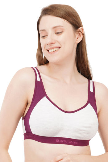 Buy Kallos Super Soft Non Padded Sports Bra - Purple at Rs.599 online