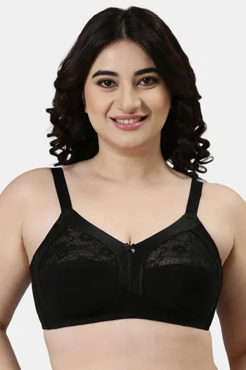 Buy Enamor Double Layered Non Wired Full Coverage Super Support Bra - Black