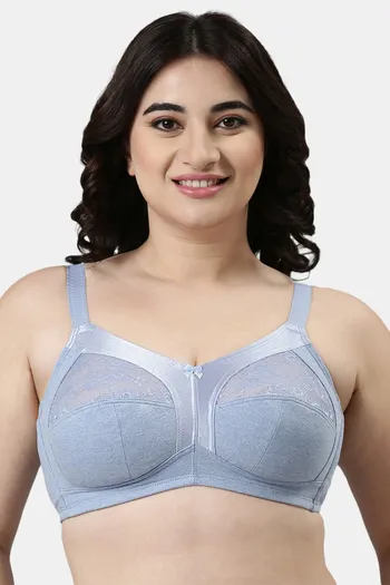 Buy Enamor Double Layered Non Wired Full Coverage Super Support Bra -  Chambray Melange at Rs.617 online