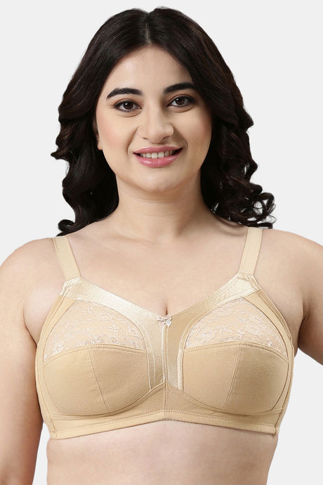 Buy Enamor Double Layered Non Wired Full Coverage Super Support Bra - Skin  at Rs.949 online