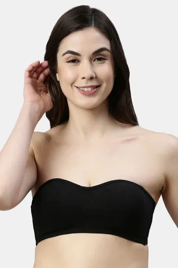 Buy Enamor Double Layered Non Wired 3/4Th Coverage Strapless Bra - Black