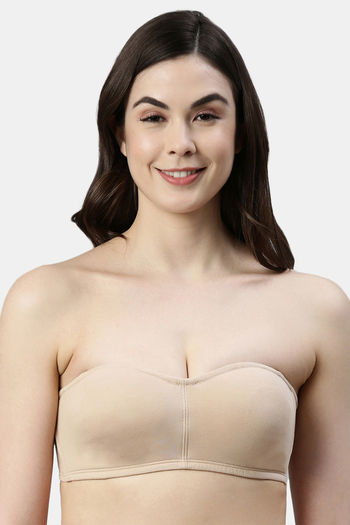 Buy Enamor Double Layered Non Wired 3/4Th Coverage Strapless Bra - Skin