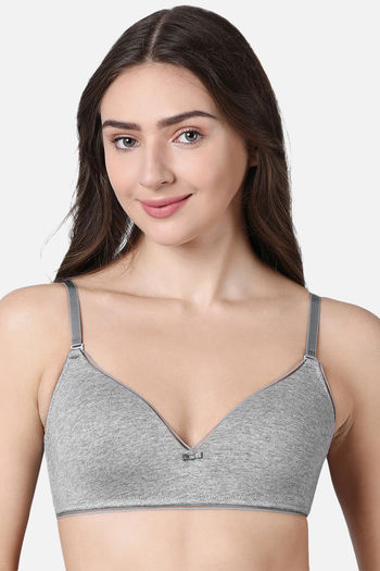 Grey Melange Solid Non-Wired Lightly Padded T-shirt Bra
