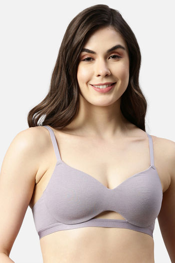 Buy Enamor Padded Non Wired Medium Coverage T-Shirt Bra - Silver Lilac