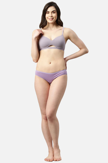 Enamor Padded Non Wired Medium Coverage T-Shirt Bra - Silver Lilac