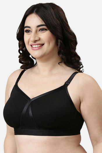 Buy Enamor Single Layered Non Wired Full Coverage T-Shirt Bra - Black at Rs.400  online