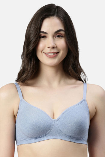 Buy Enamor Double Layered Non Wired 3/4Th Coverage T-Shirt Bra - Chambray Melange