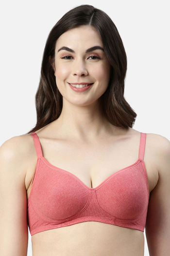 Buy Enamor Double Layered Non Wired 3/4Th Coverage T-Shirt Bra - Tomato Melange
