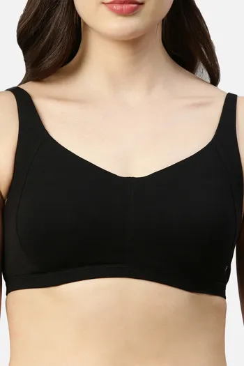 Buy Enamor Women A058 Padded Wirefree Cotton Eco-antimicrobial Comfort  Minimizer Bra Black online