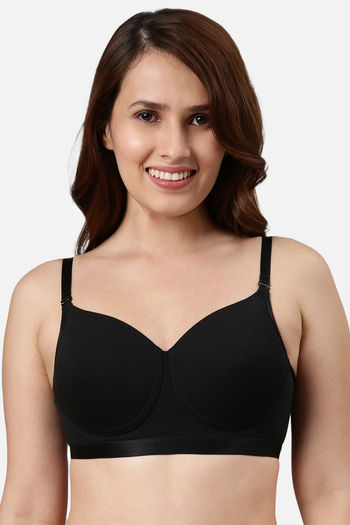 Buy Enamor Padded Non Wired 3 4th Coverage T Shirt Bra Black At Rs