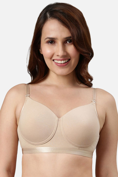 Buy Enamor Padded Non Wired 3/4Th Coverage T-Shirt Bra - Paleskin