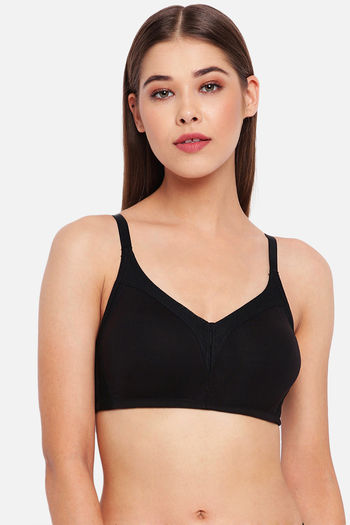 Buy Enamor Double Layered Non Wired Full Coverage T-Shirt Bra - Black