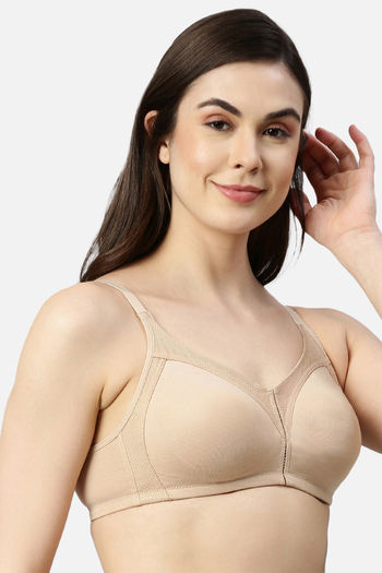 Buy Enamor Double Layered Non Wired Full Coverage T-Shirt Bra - Paleskin at  Rs.779 online