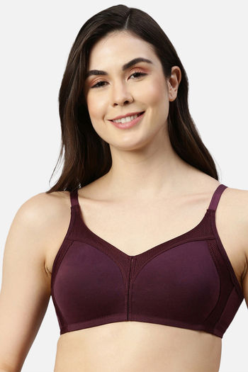 Buy Enamor Double Layered Non Wired Full Coverage T-Shirt Bra - Purple