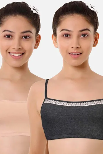 Buy Enamor Antimicrobial Teenager Full Coverage Non-Wired Non Padded Beginners  Bra (Pack of 2) - Anthramelange Skin at Rs.441 online