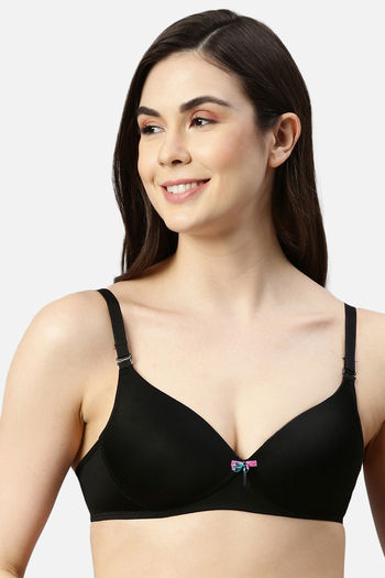Buy Enamor Women Black Padded Non Wired & High Coverage T Shirt