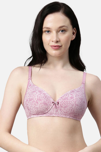 Enamor Padded Non Wired Medium Coverage T-Shirt Bra - Silver Lilac