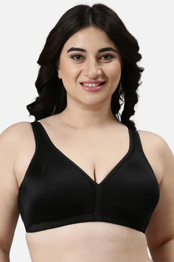 Buy Enamor Lightly Lined Non-Wired High Coverage T-Shirt Bra - Black at  Rs.1049 online
