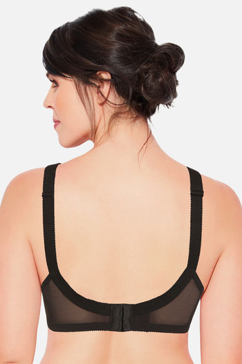 Buy Enamor Lightly Lined Non-Wired Full Coverage Super Support Bra - Black  at Rs.1199 online
