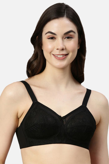 Buy Enamor Double Layered Non-Wired Full Coverage Super Support Bra - Jet  Black at Rs.1199 online