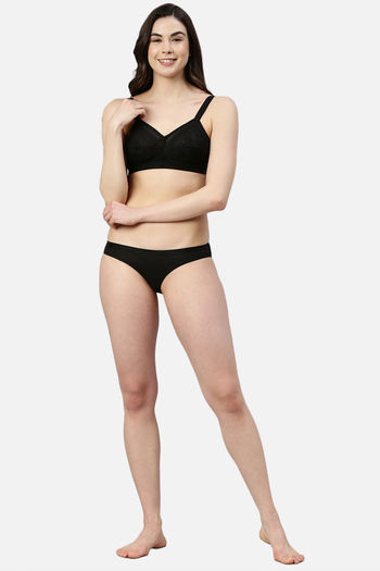 Buy Enamor Double Layered Non-Wired Full Coverage Super Support Bra - Jet  Black at Rs.1199 online