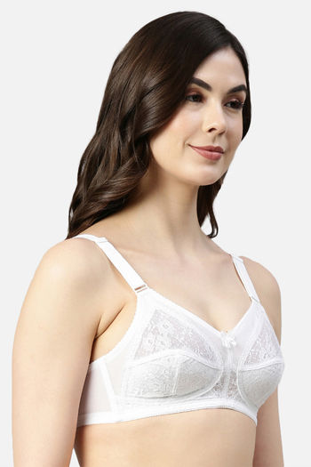 Buy Enamor Double Layered Non-Wired Full Coverage Super Support Bra - White  at Rs.600 online