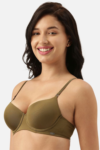Buy Enamor Lightly Lined Non-Wired Full Coverage Super Support Bra - Black  at Rs.1349 online