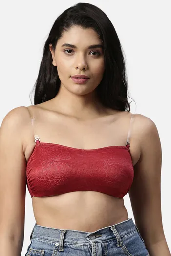 Buy Enamor Padded Non-Wired Medium Coverage Strapless Bra - Rosesherry Lace  at Rs.899 online