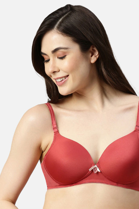 Buy Enamor Padded Non-Wired High Coverage T-Shirt Bra - Mineral Red at  Rs.714 online