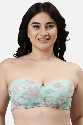 Buy Enamor Padded Wired Medium Coverage T-Shirt Bra - Mint Floral