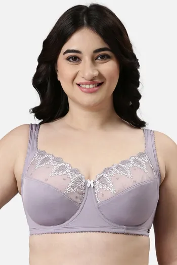 Buy Enamor Lightly Lined Wired High Coverage Super Support Bra - Silver Lilac