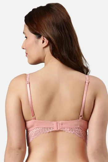 Buy Enamor Push-Up Plunge Wired Medium Coverage Lace Bra - Forever Rose at  Rs.1849 online
