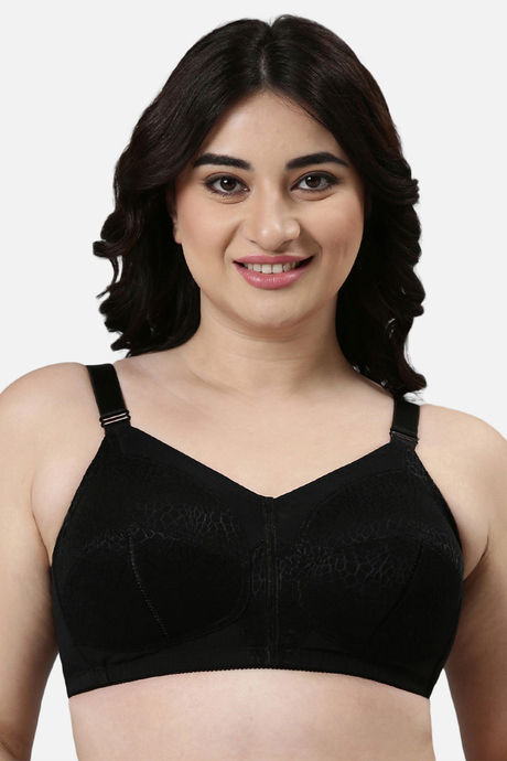 Buy Enamor Black Non Wired Non Padded High Coverage Everyday Bra