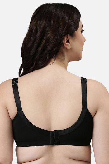 Buy Enamor Lightly Lined Non-Wired Full Coverage Super Support Bra - Black  at Rs.1449 online