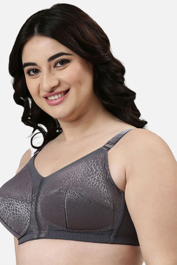 Buy Enamor Lightly Lined Non-Wired Full Coverage Super Support Bra - Ink  Grey at Rs.1449 online