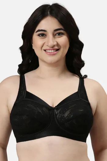 Buy Enamor Double Layered Non-Wired High Coverage Super Support Bra - Black